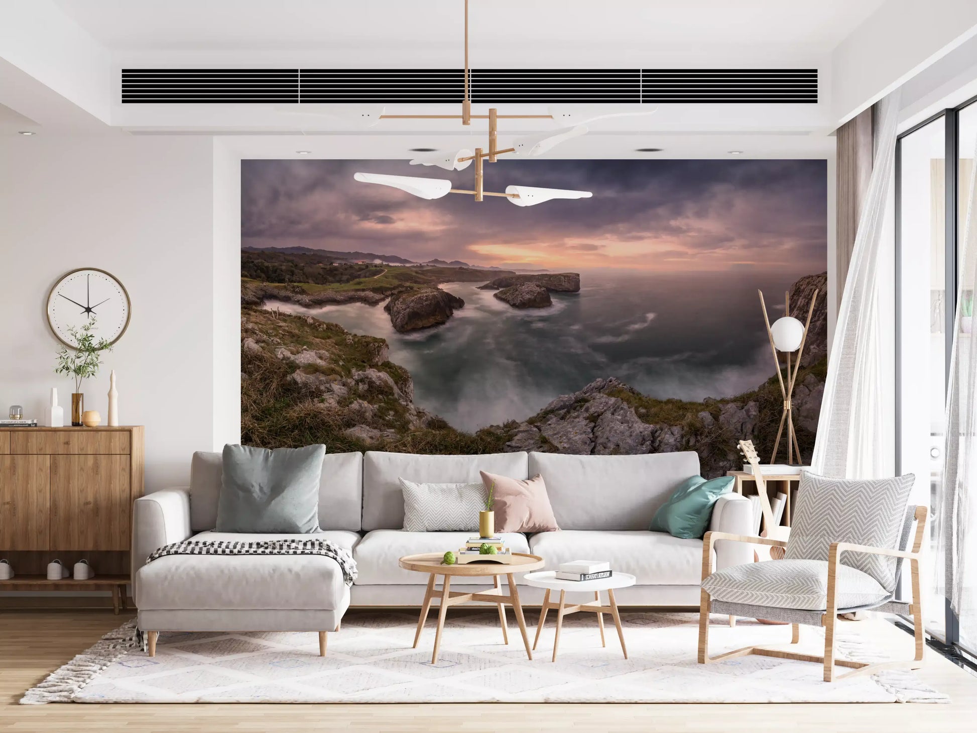 Sunset Coastal Cliffs Panorama Wall Mural