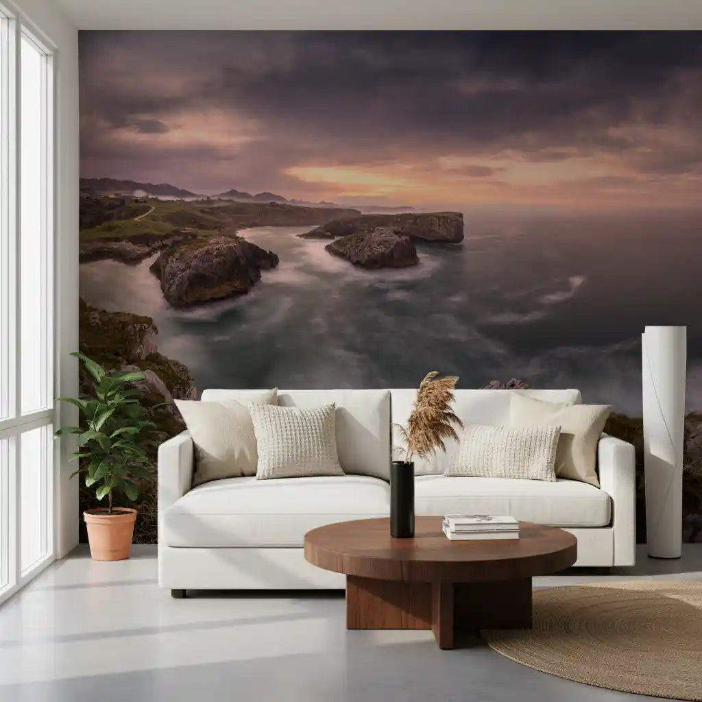 Sunset Coastal Cliffs Panorama Wall Mural