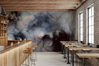 Flowing Obsidian and Blush Mist Wall Mural