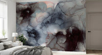 Flowing Obsidian and Blush Mist Wall Mural