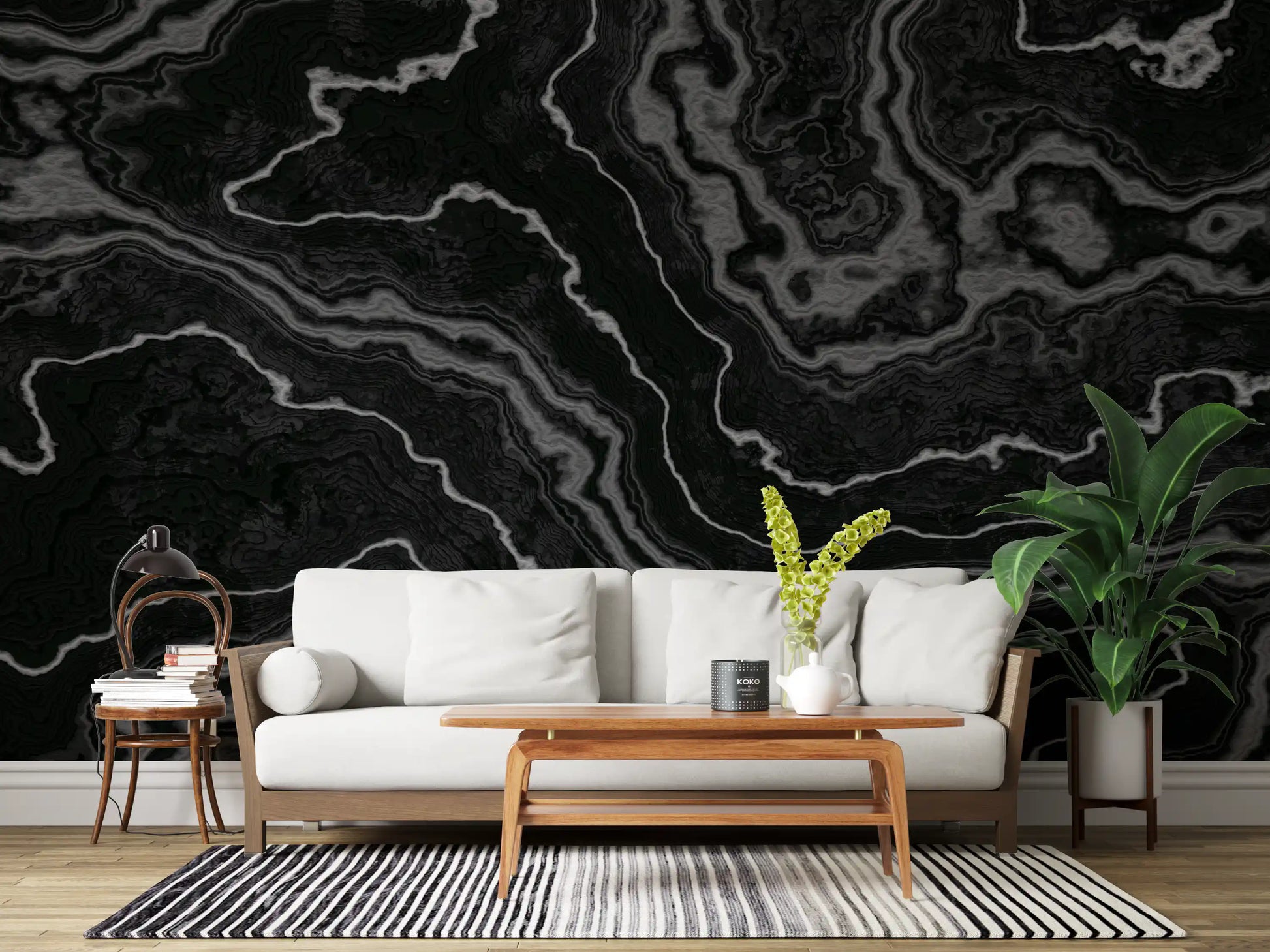 Midnight Agate Layered Stone Pattern Wall Mural