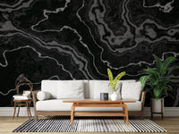 Midnight Agate Layered Stone Pattern Wall Mural