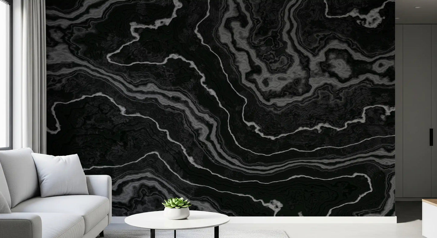 Midnight Agate Layered Stone Pattern Wall Mural