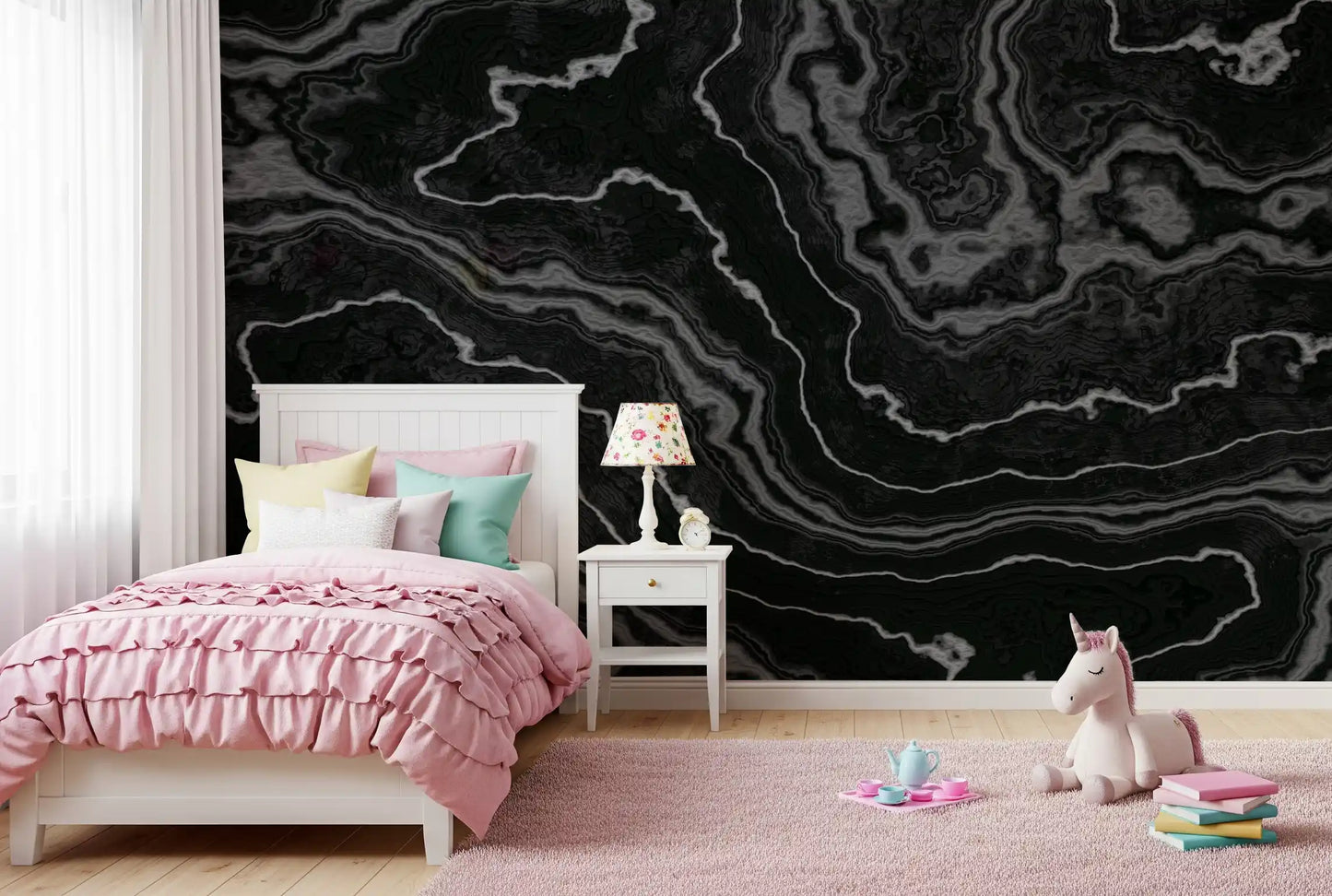 Midnight Agate Layered Stone Pattern Wall Mural