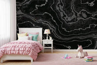 Midnight Agate Layered Stone Pattern Wall Mural