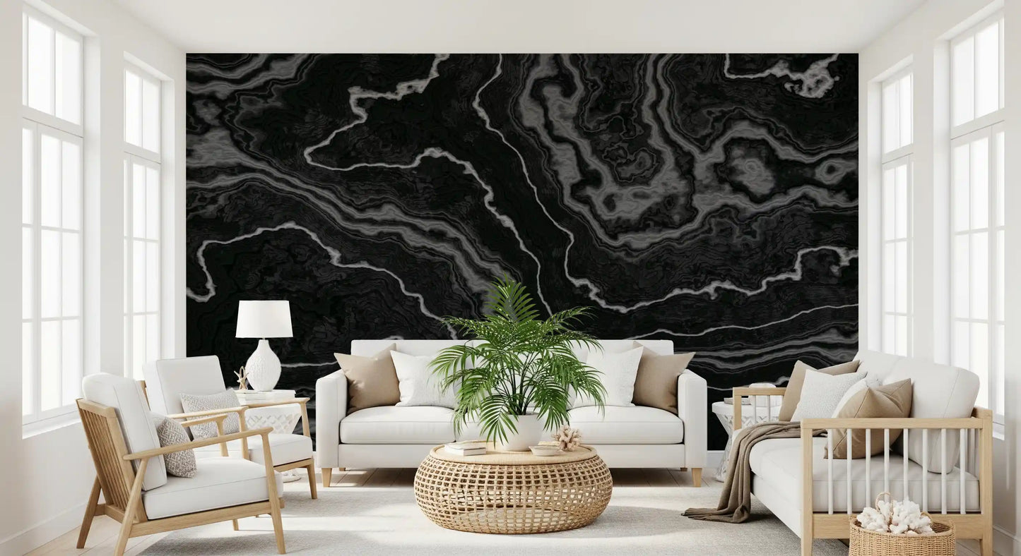 Midnight Agate Layered Stone Pattern Wall Mural
