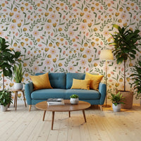 Whimsical Honeybee Meadow Pattern Wallpaper⁠