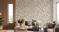 Whimsical Honeybee Meadow Pattern Wallpaper⁠