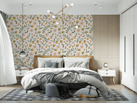Whimsical Honeybee Meadow Pattern Wallpaper⁠