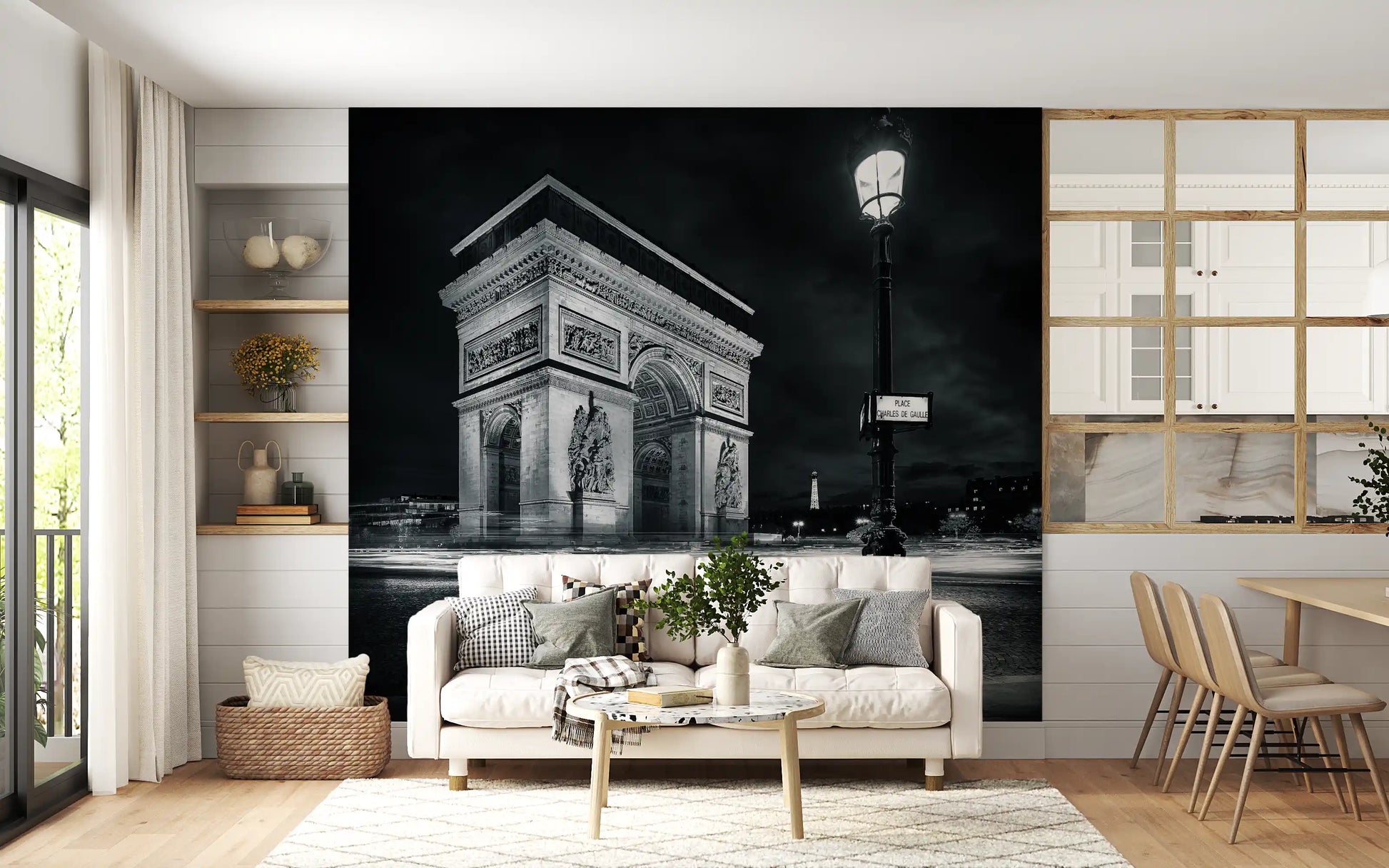 Midnight Paris Archways and Light Trails Wall Mural