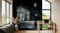 Midnight Paris Archways and Light Trails Wall Mural