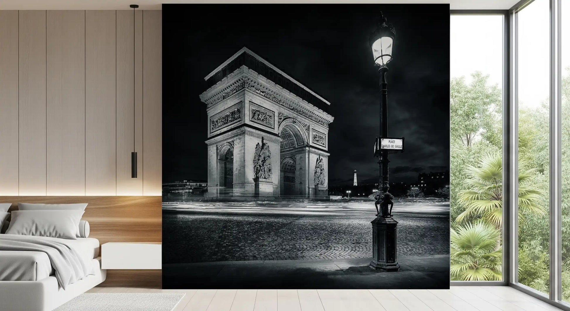 Midnight Paris Archways and Light Trails Wall Mural