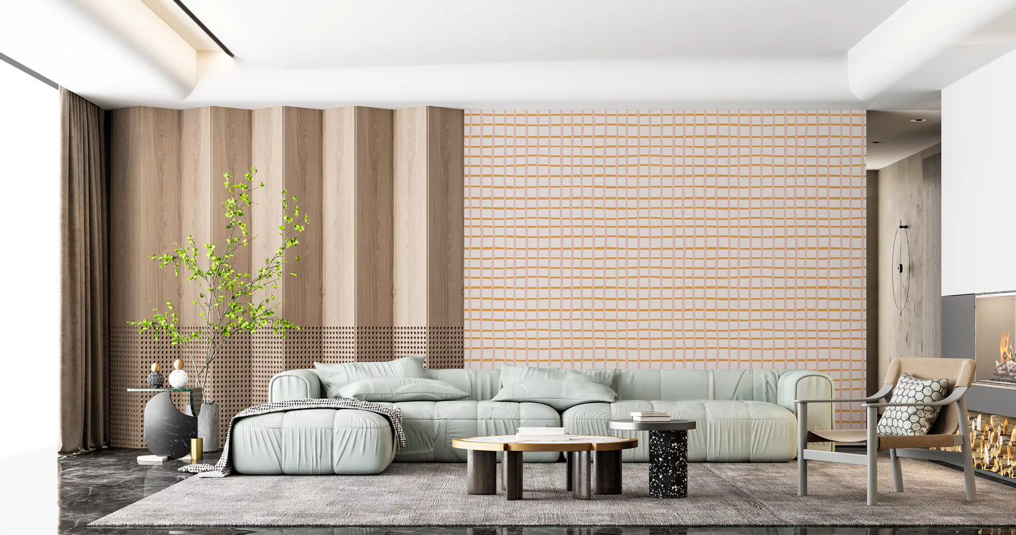 Pastel Abstract Sketch Geometric Checks Wallpaper⁠