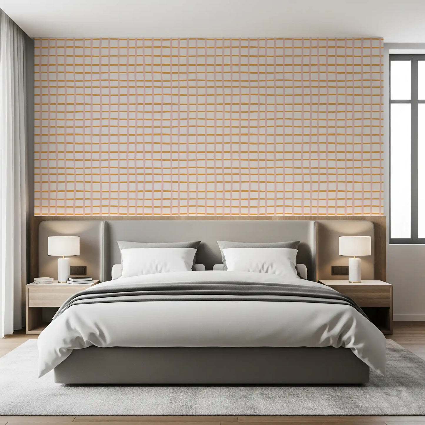 Pastel Abstract Sketch Geometric Checks Wallpaper⁠