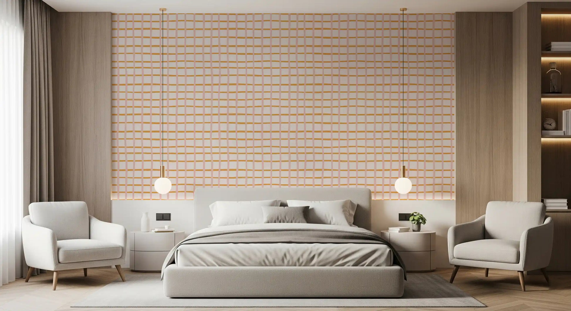 Pastel Abstract Sketch Geometric Checks Wallpaper⁠