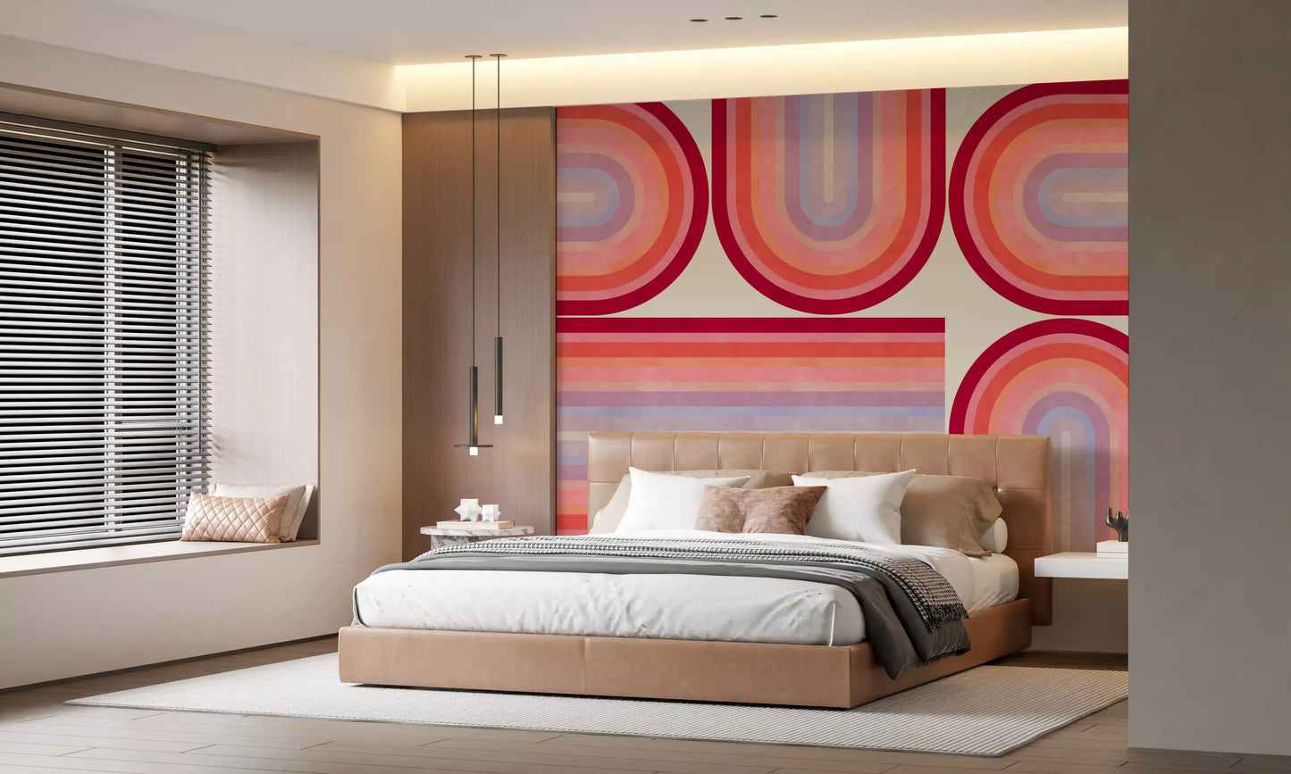 Mid Century Modern Groovy Curves Wall Mural