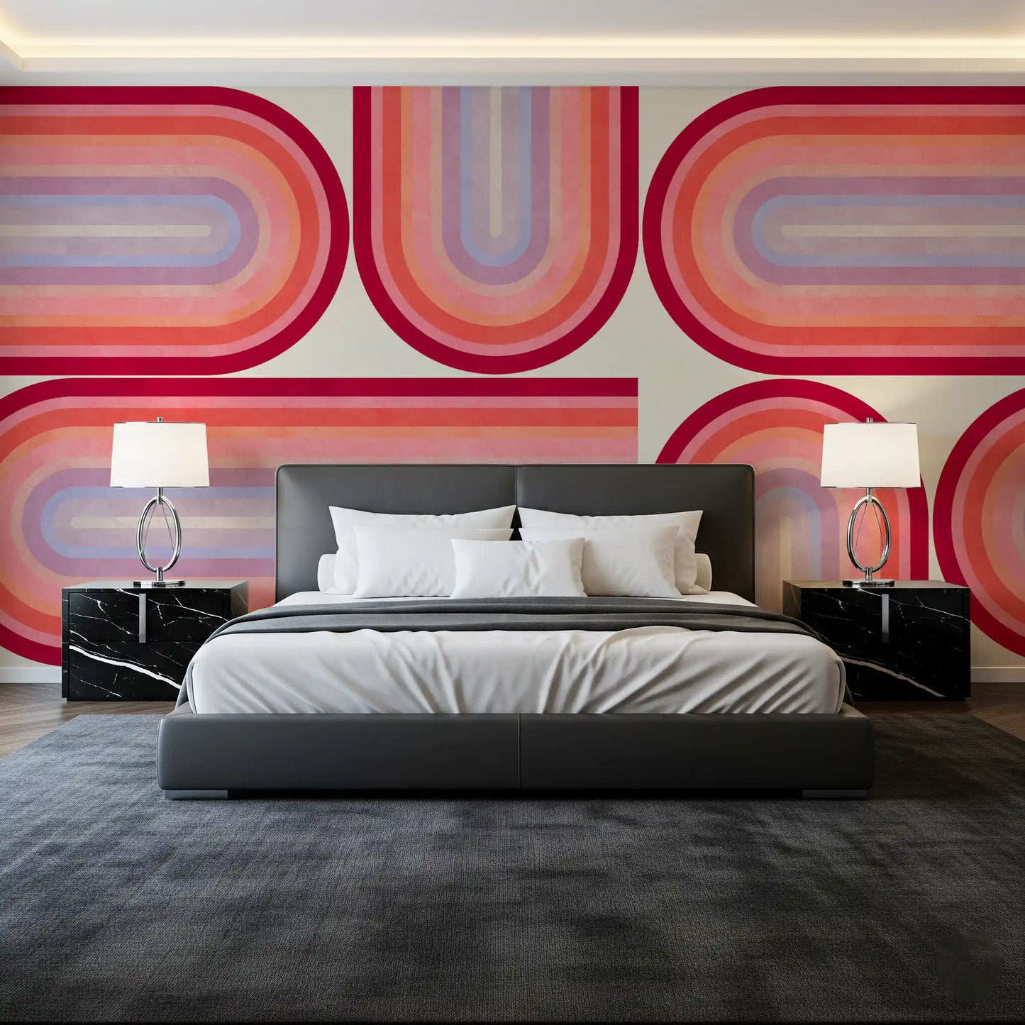 Mid Century Modern Groovy Curves Wall Mural