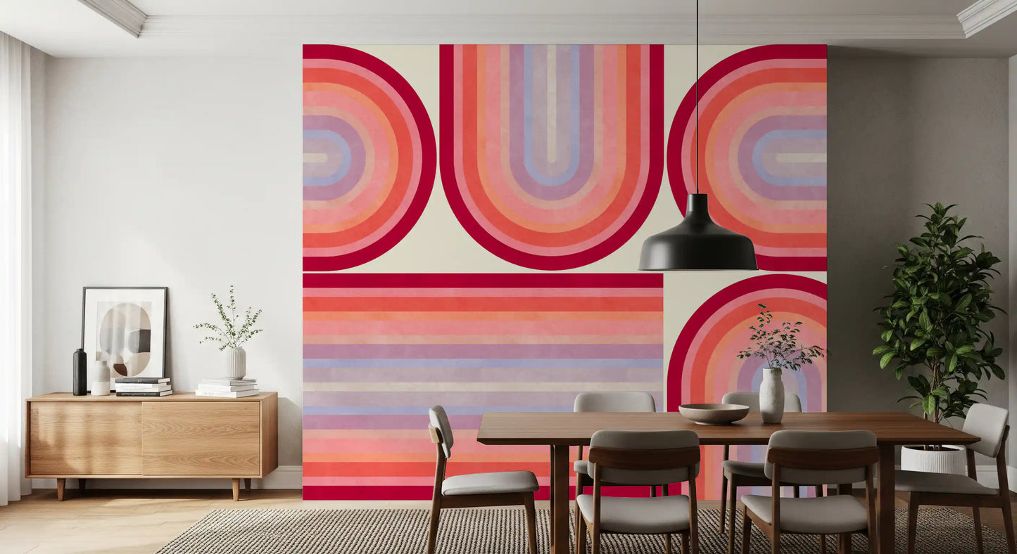 Mid Century Modern Groovy Curves Wall Mural