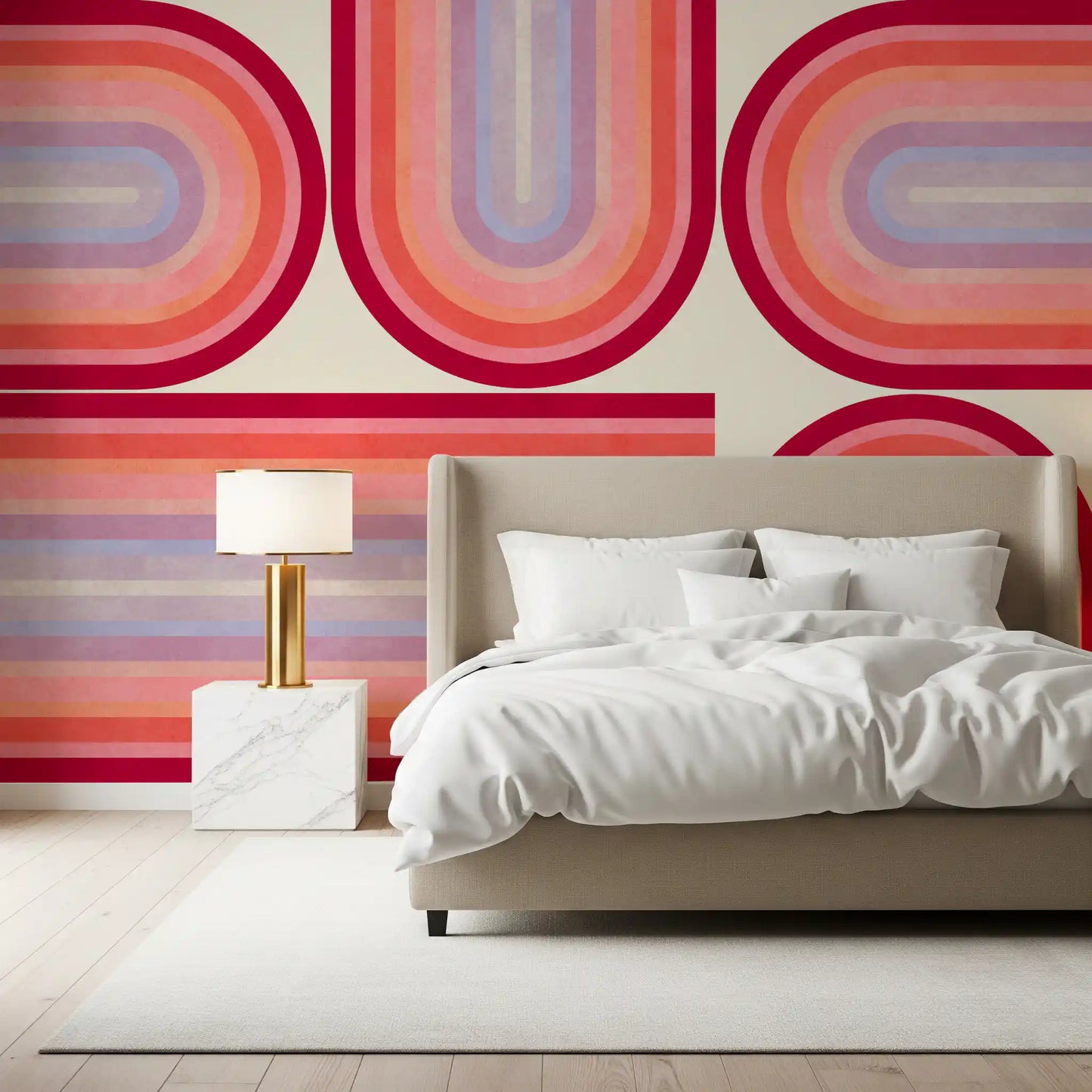 Mid Century Modern Groovy Curves Wall Mural