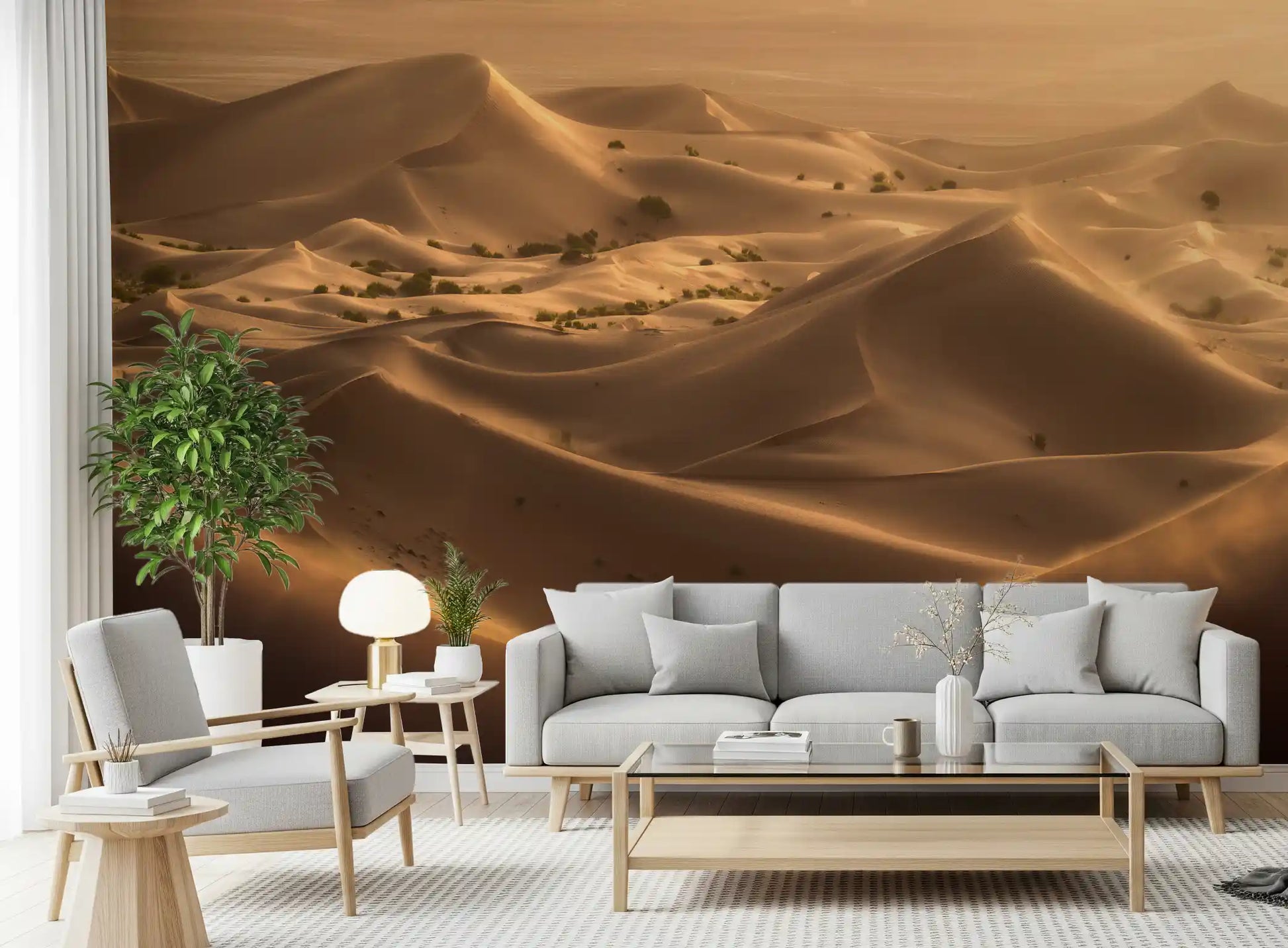 Golden Hour Desert Dunes Wall Mural