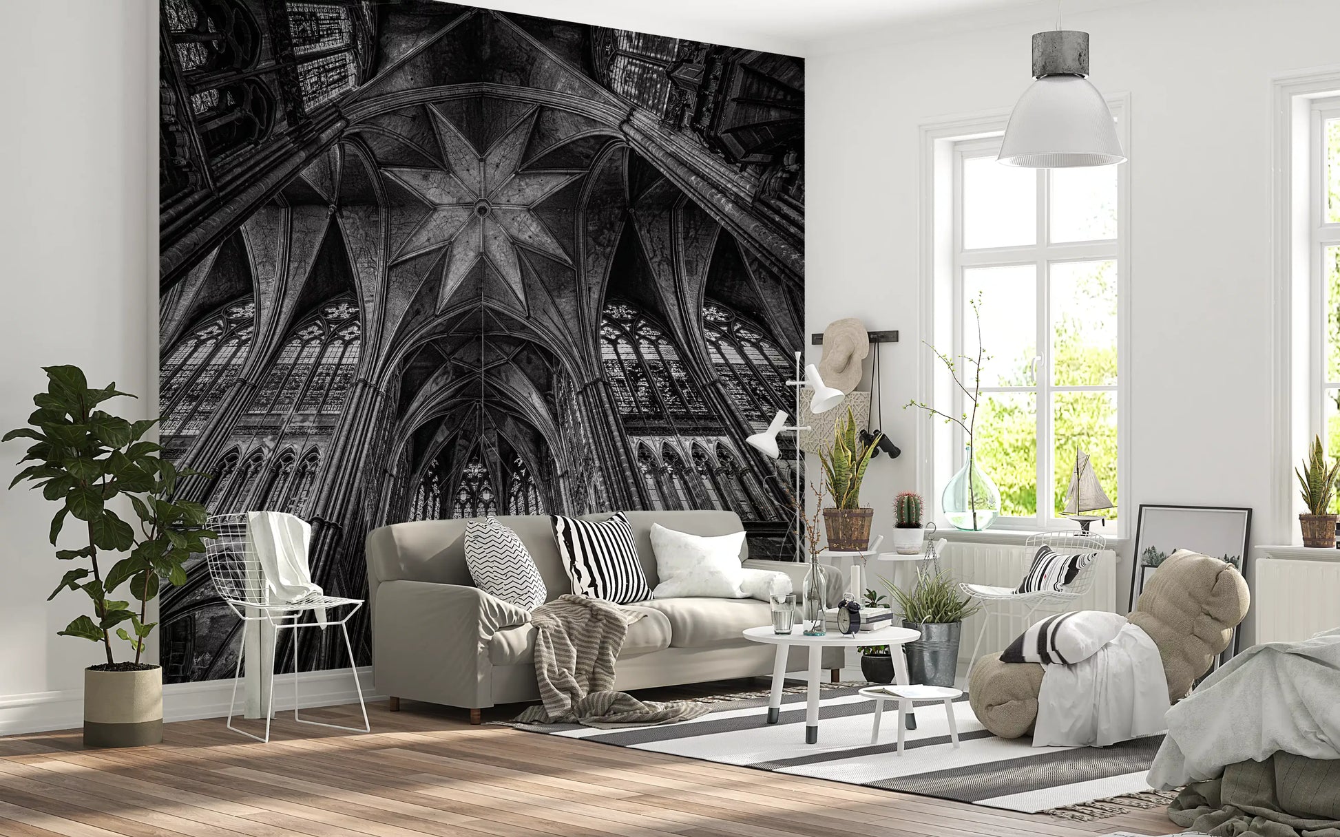 Gothic Vaults of the Cathedral Ceiling Wall Mural
