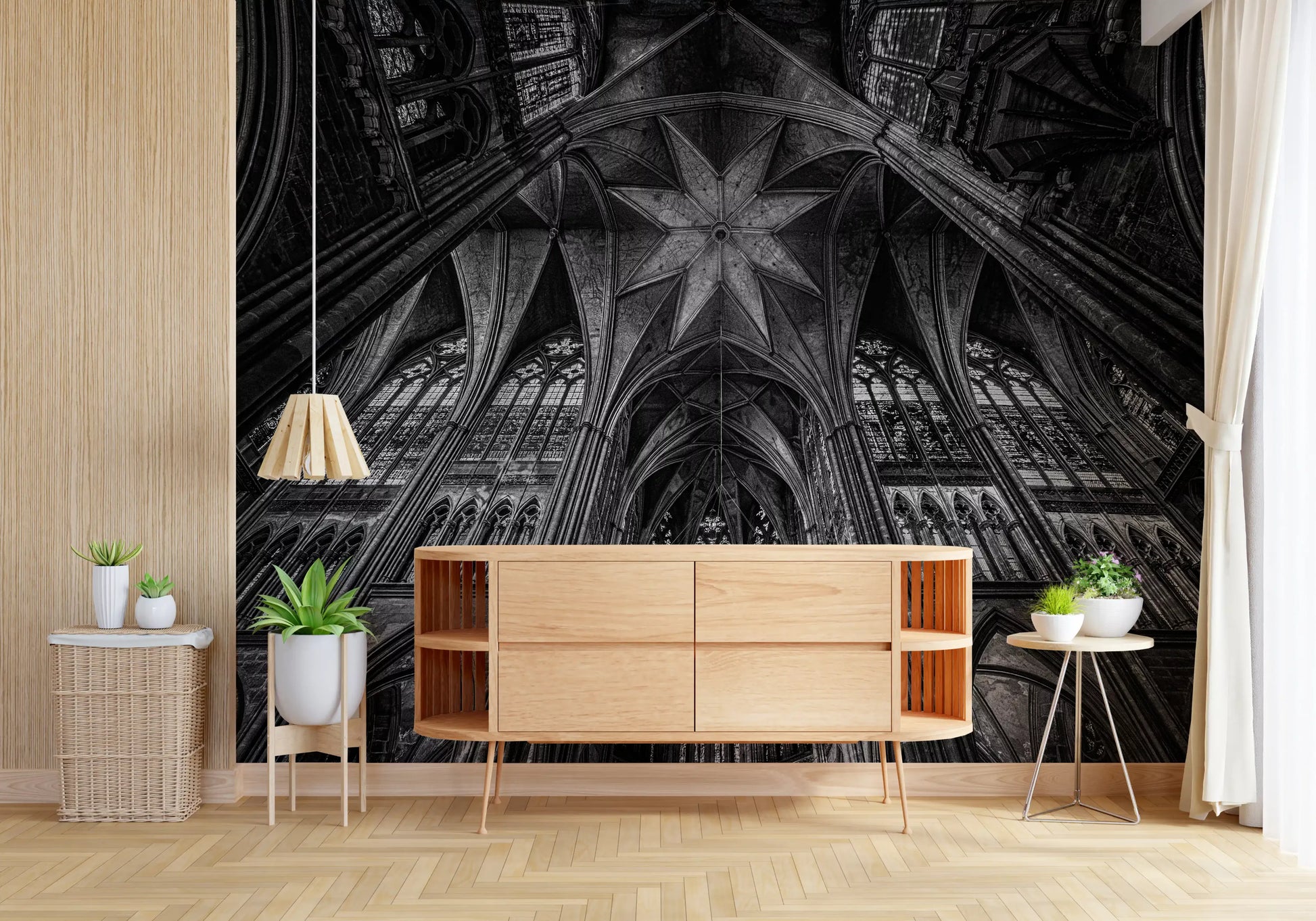 Gothic Vaults of the Cathedral Ceiling Wall Mural