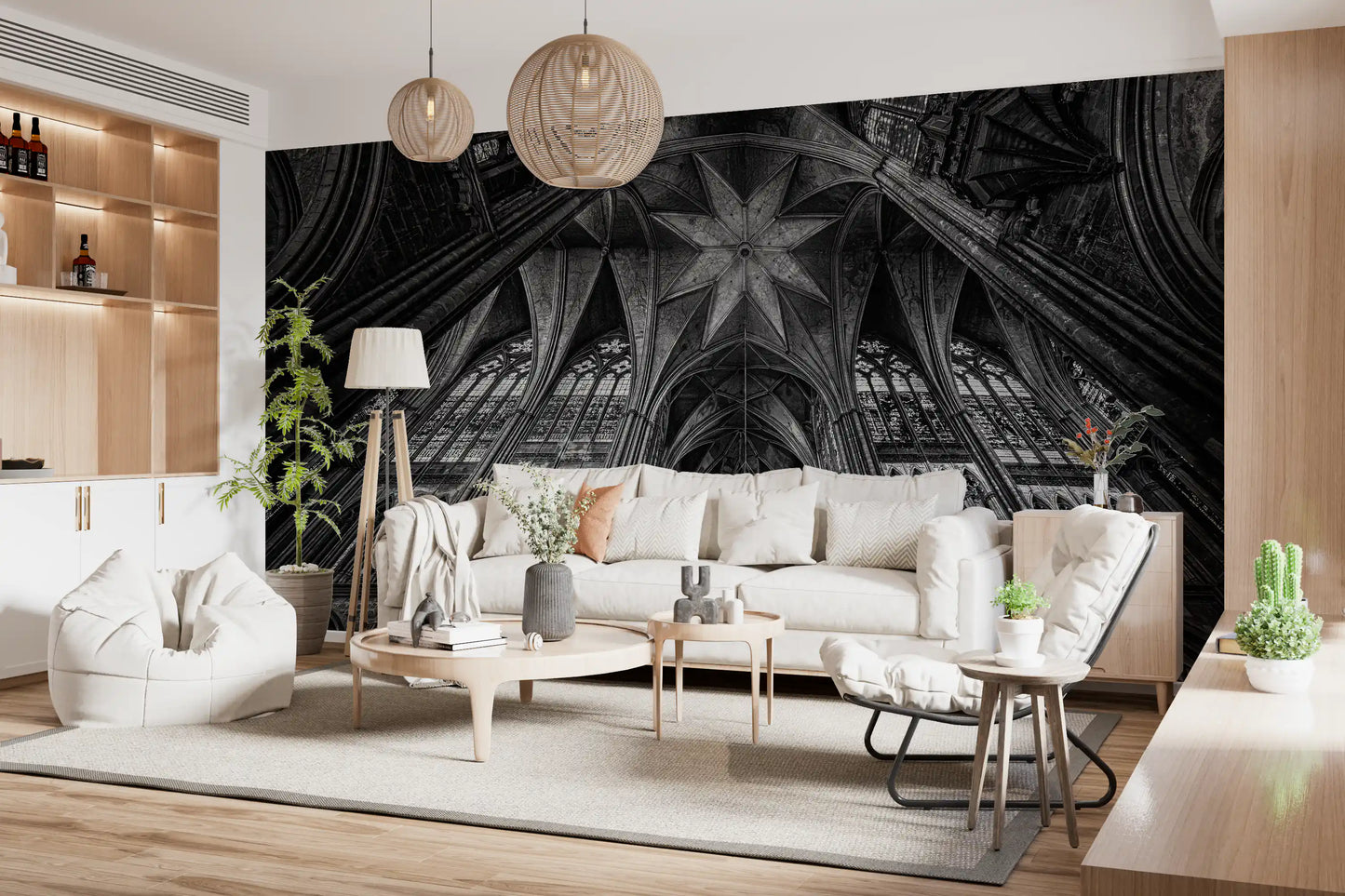 Gothic Vaults of the Cathedral Ceiling Wall Mural