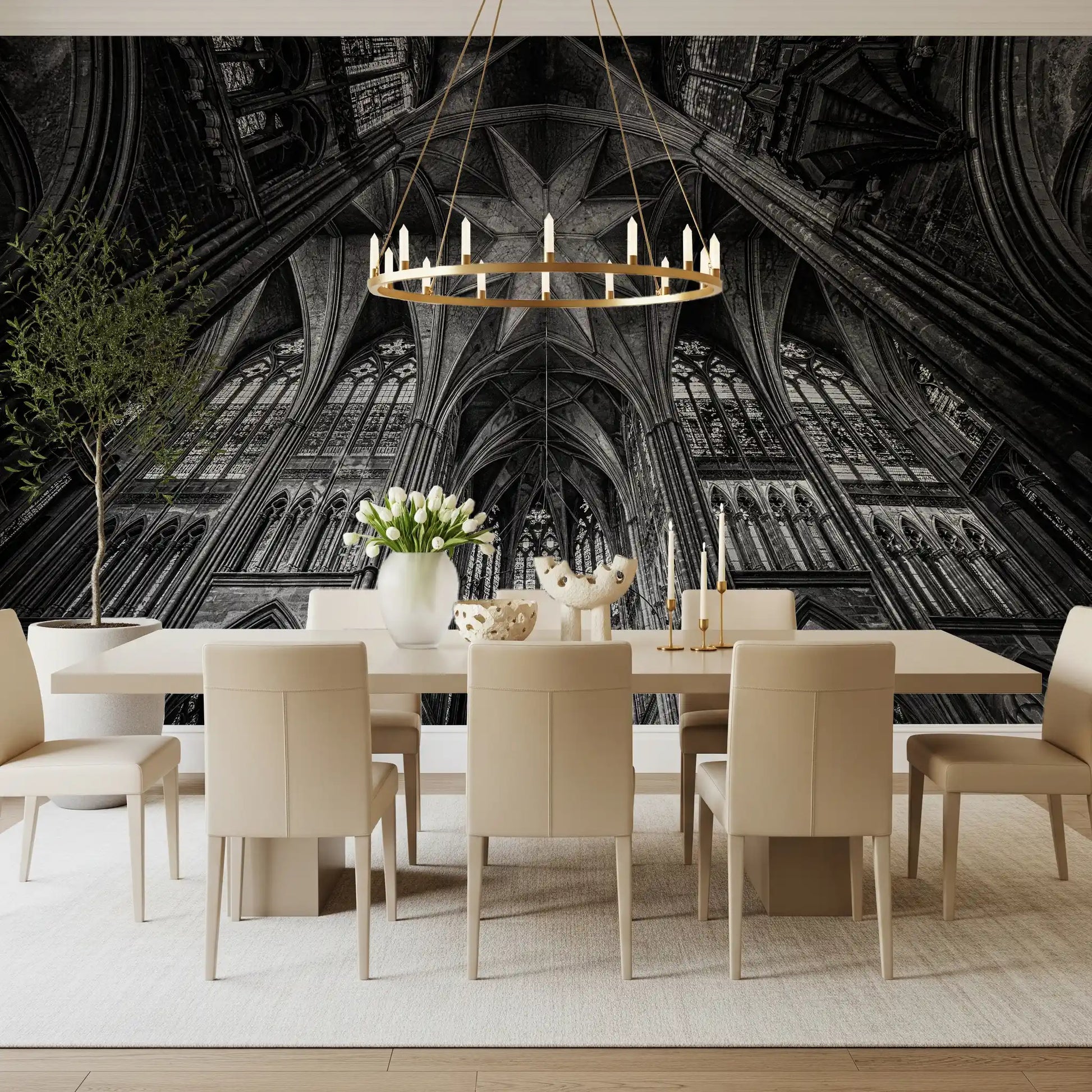 Gothic Vaults of the Cathedral Ceiling Wall Mural