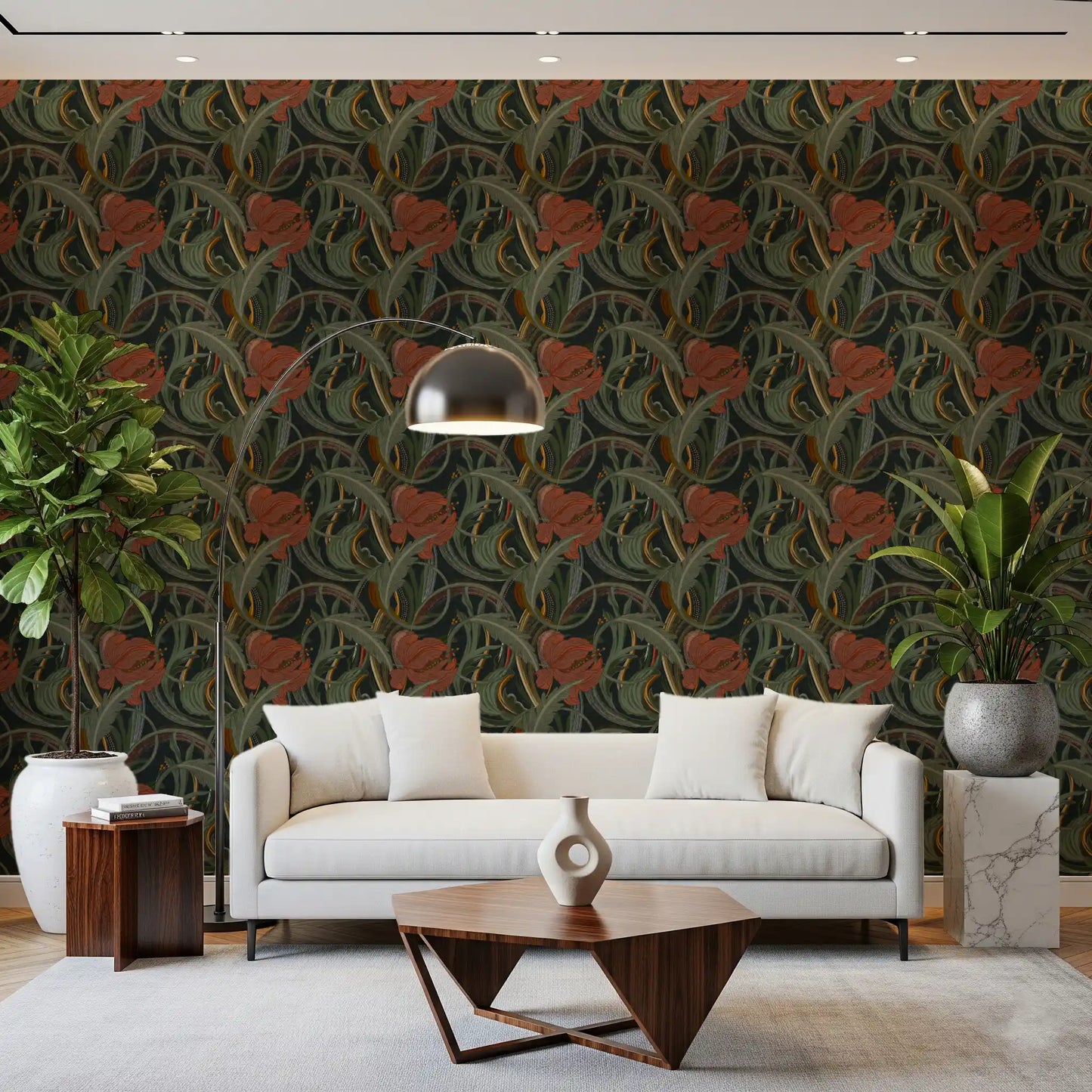 Midnight Garden Art Nouveau Bloom Wallpaper⁠