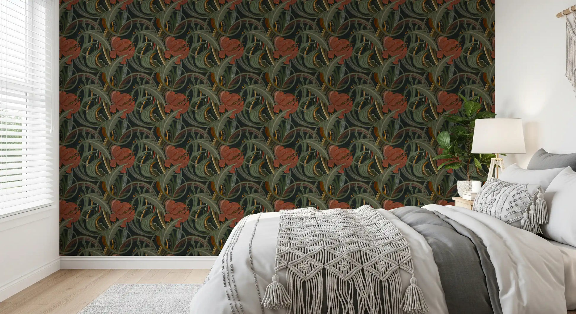 Midnight Garden Art Nouveau Bloom Wallpaper⁠