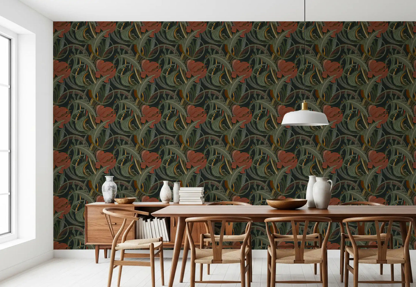 Midnight Garden Art Nouveau Bloom Wallpaper⁠