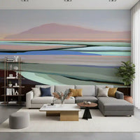 Muted Coastal Hills Abstract Wall Mural