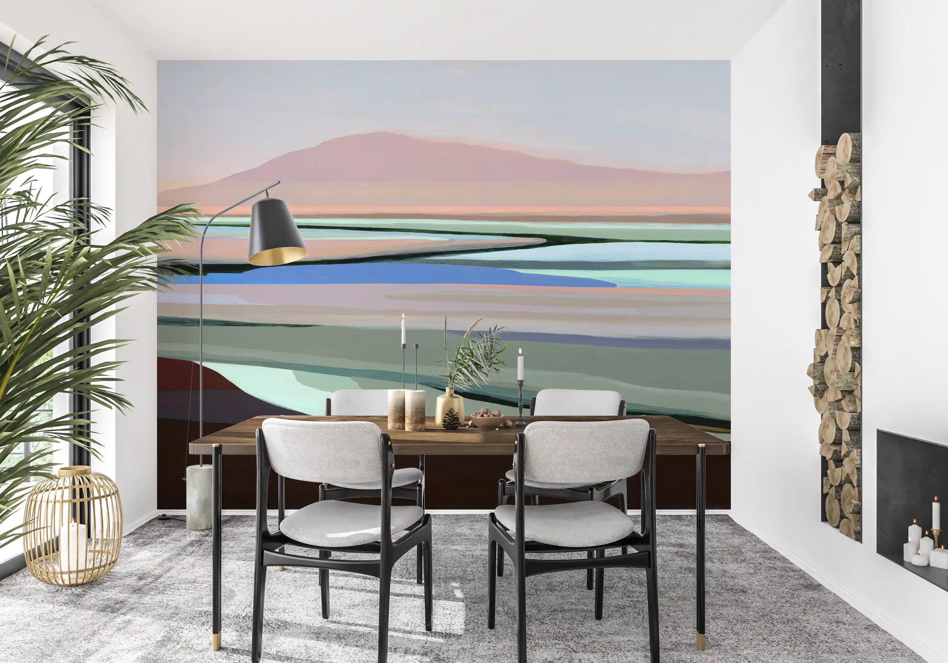 Muted Coastal Hills Abstract Wall Mural