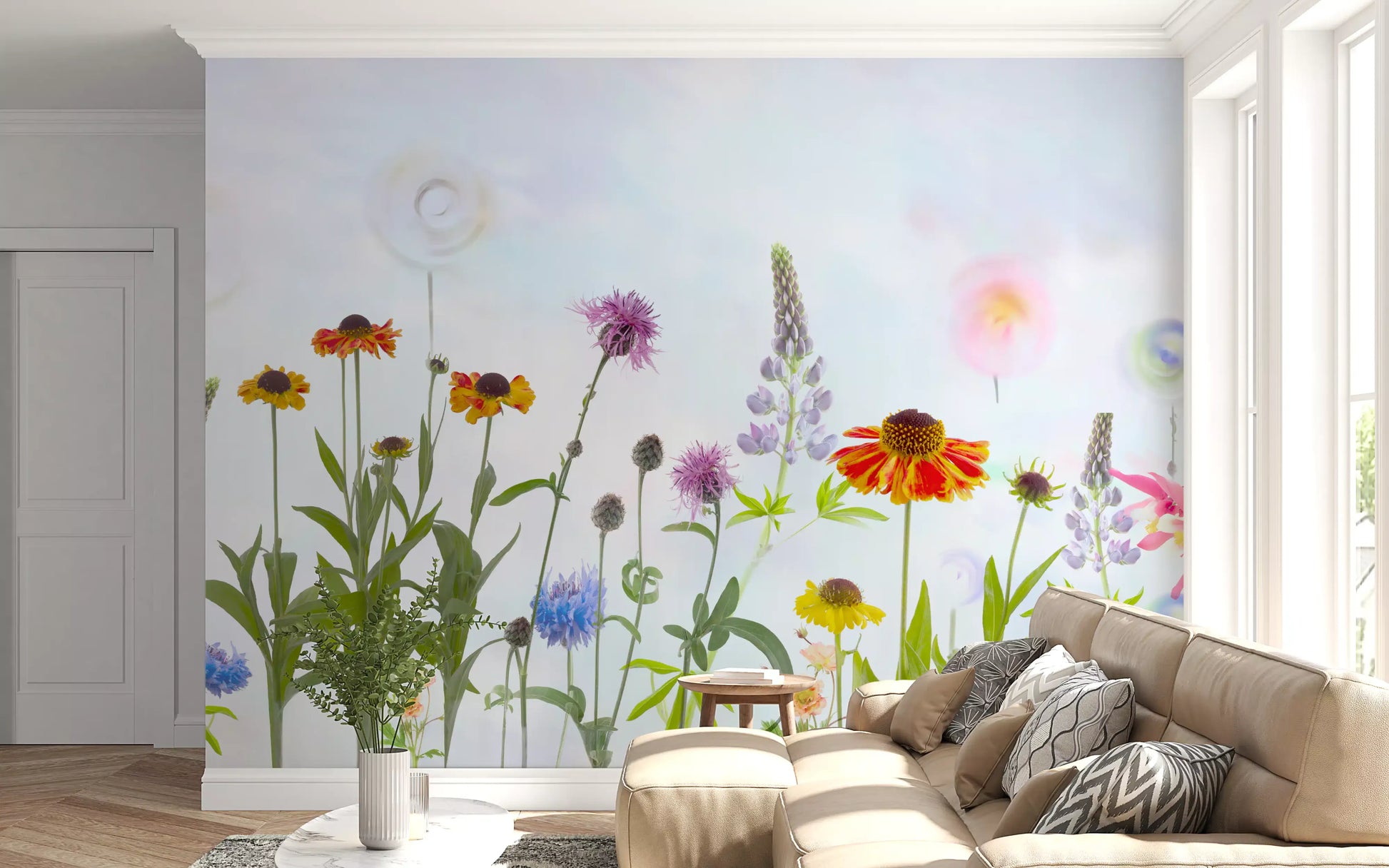 Dreamy Pastel Wildflower Garden Wall Mural