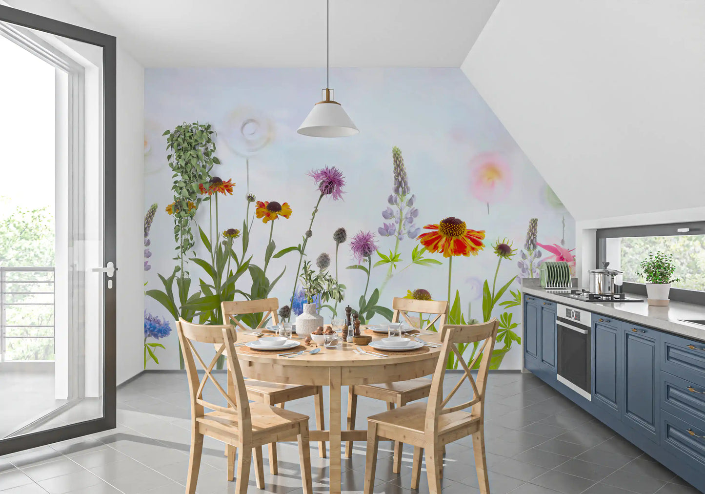Dreamy Pastel Wildflower Garden Wall Mural