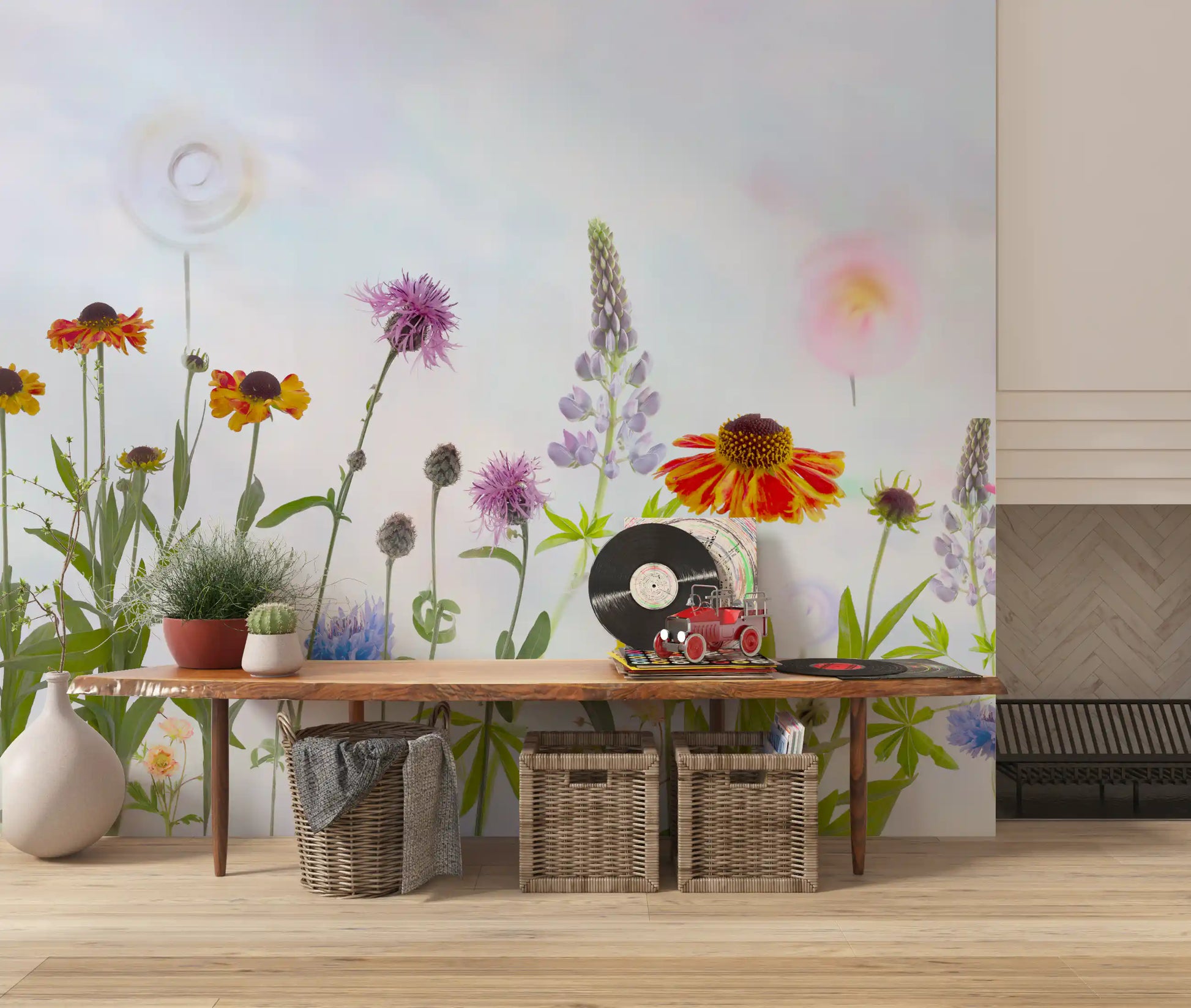 Dreamy Pastel Wildflower Garden Wall Mural