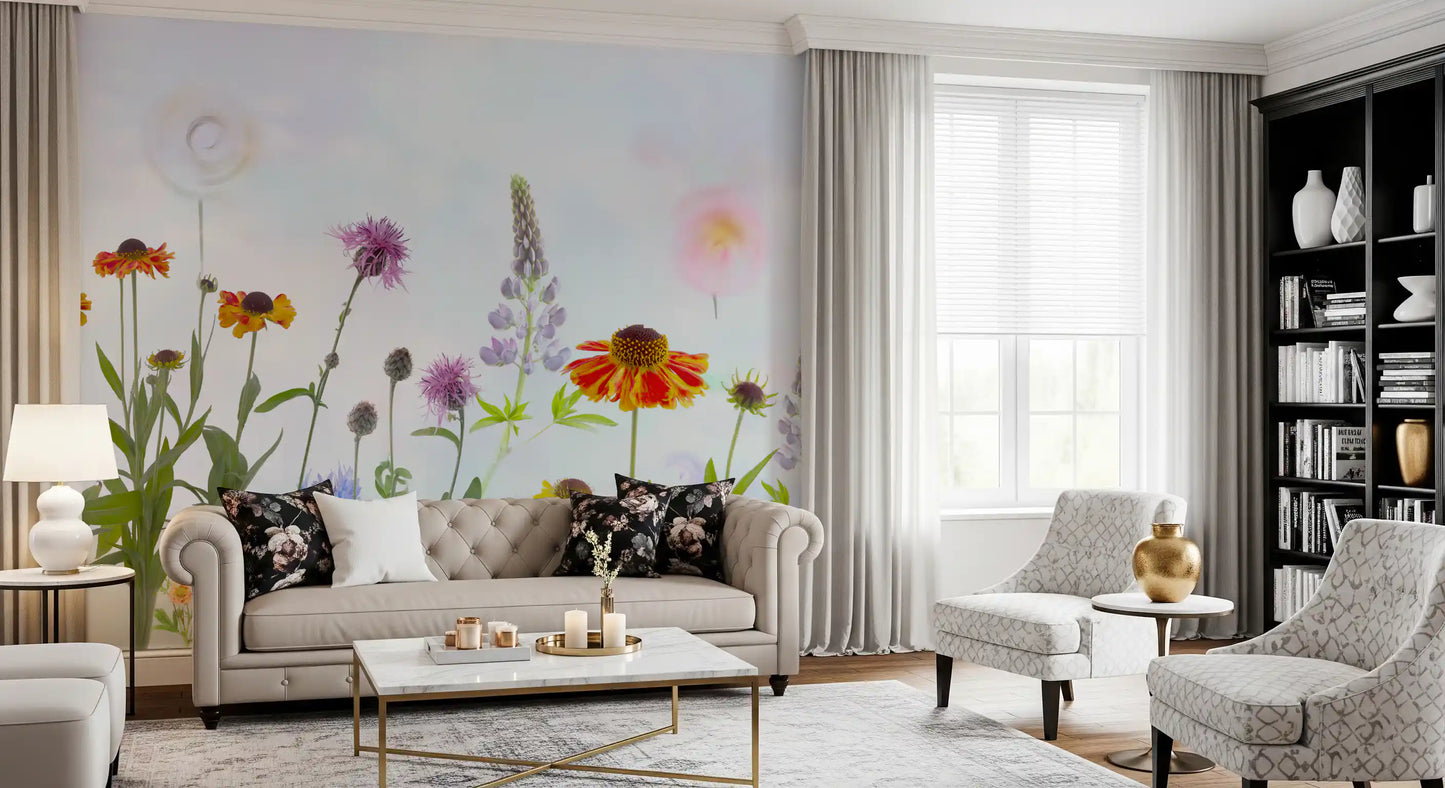 Dreamy Pastel Wildflower Garden Wall Mural