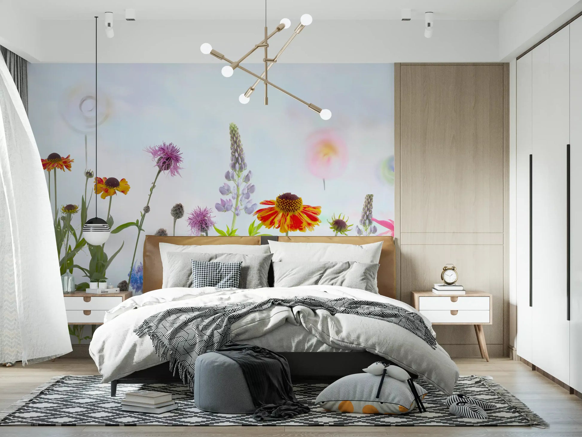 Dreamy Pastel Wildflower Garden Wall Mural