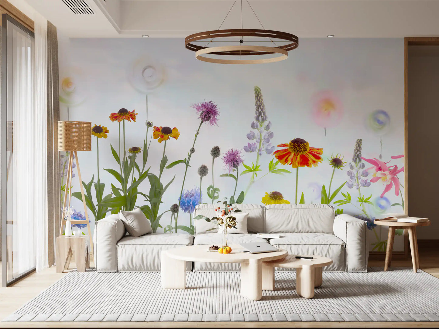 Dreamy Pastel Wildflower Garden Wall Mural