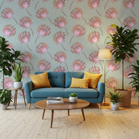 Soft Blush Palm Frond Pattern Wallpaper⁠
