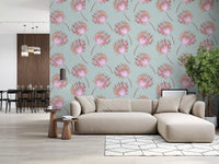 Soft Blush Palm Frond Pattern Wallpaper⁠
