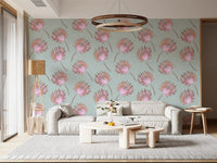 Soft Blush Palm Frond Pattern Wallpaper⁠