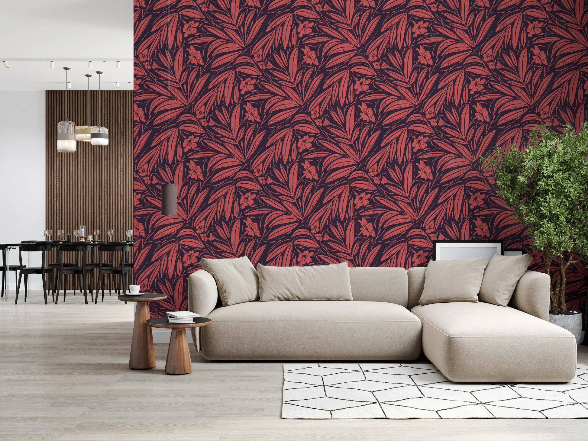 Crimson Foliage Silhouette Wallpaper⁠