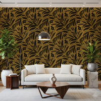 Golden Botanical Silhouette Wallpaper⁠
