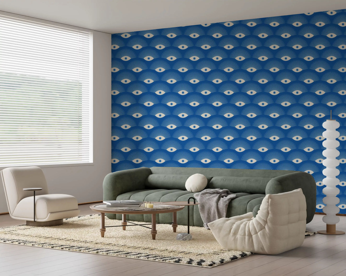 Stylized Eyelash Motif in Cobalt Blue Wallpaper⁠