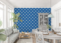 Stylized Eyelash Motif in Cobalt Blue Wallpaper⁠