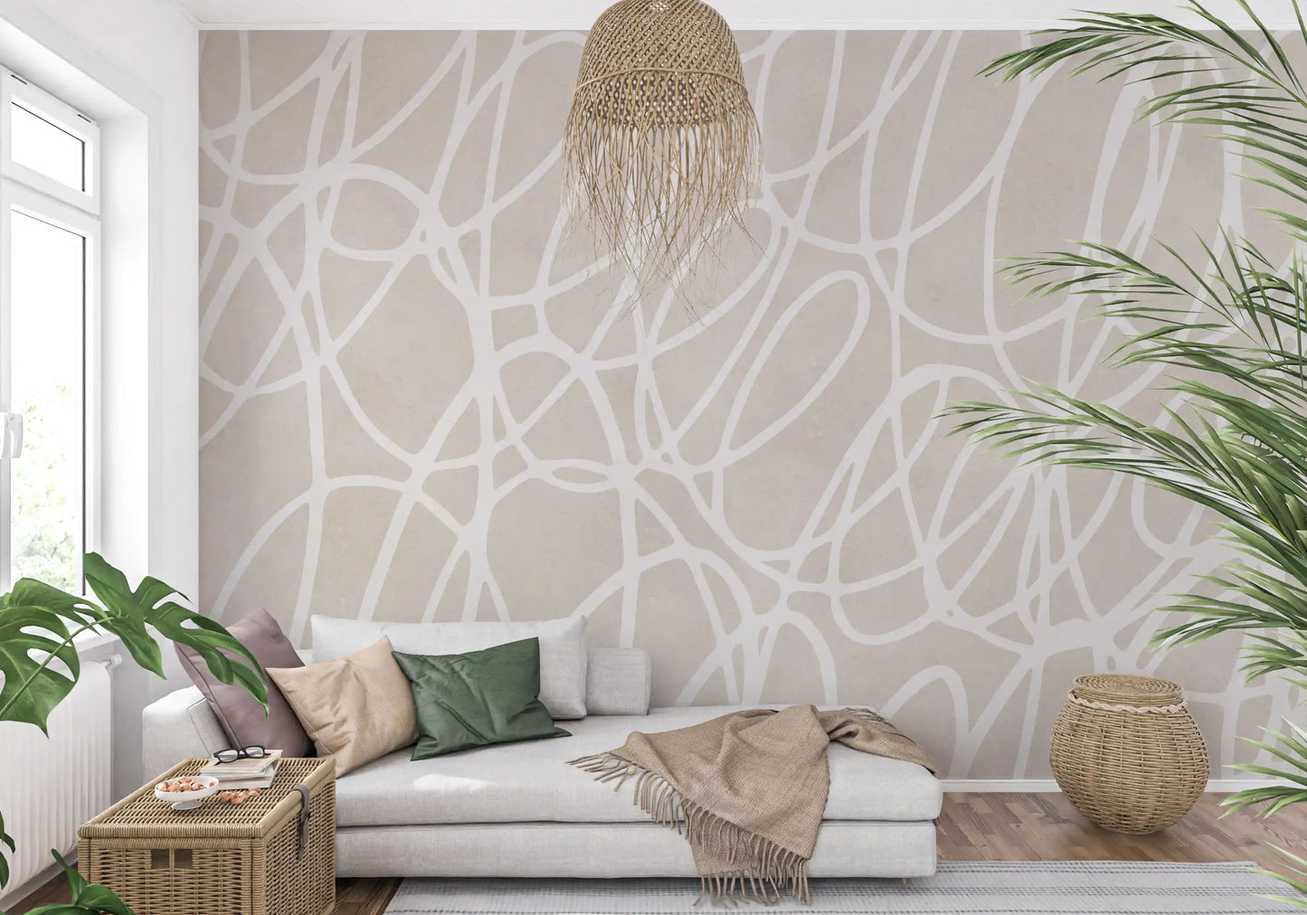 Abstract Swirl Line Art Wall Mural