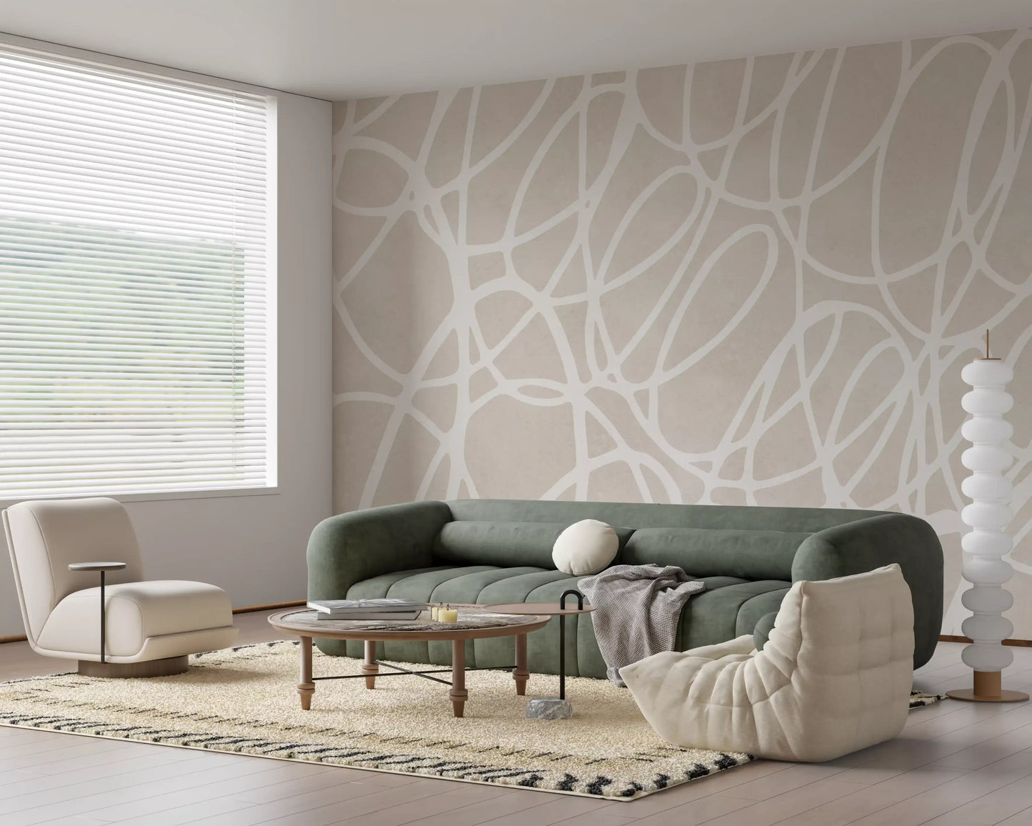 Abstract Swirl Line Art Wall Mural