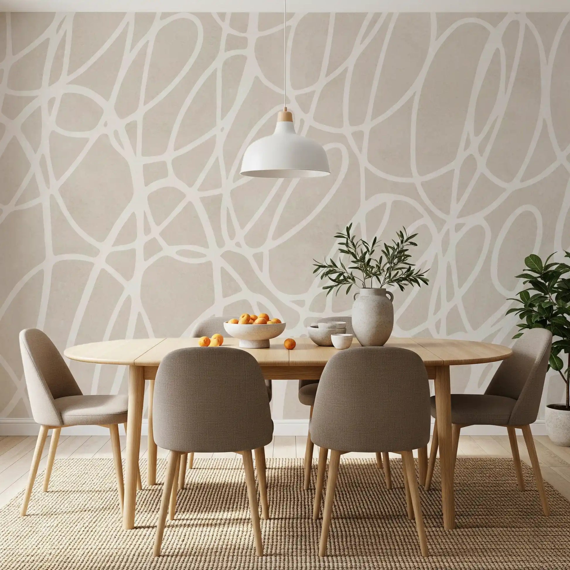Abstract Swirl Line Art Wall Mural
