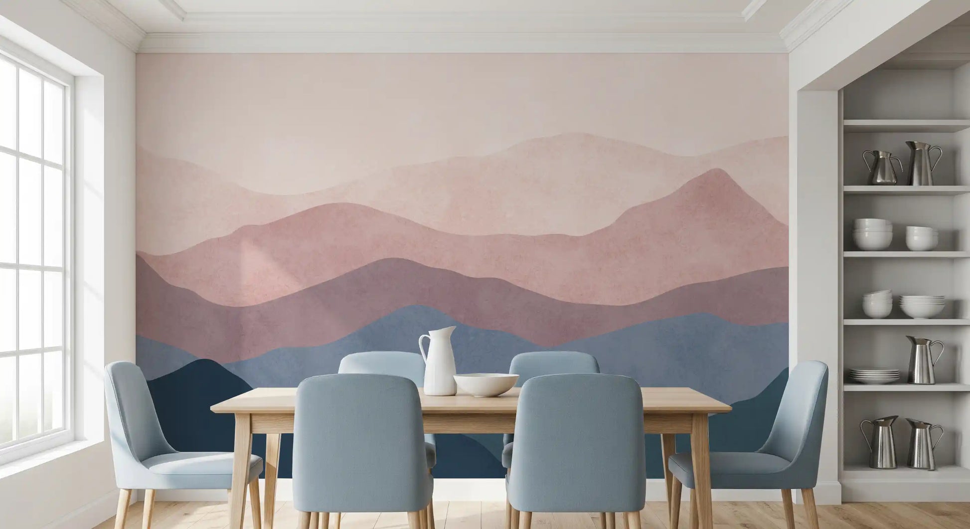 Soft Watercolor Mountain Range Wall Mural